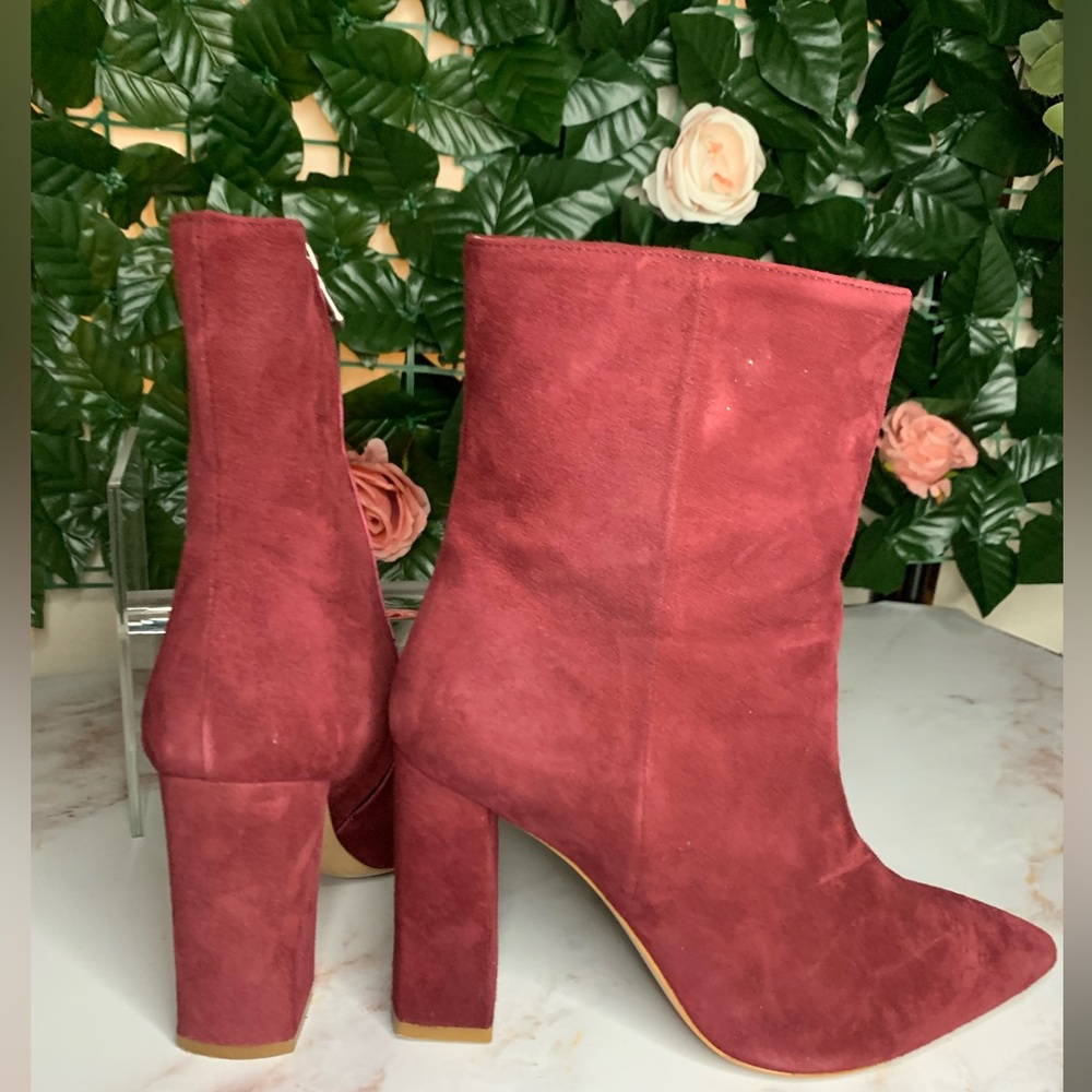 Charles David Suede Maroon Booties